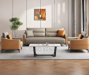 Office Sofa;5-Seat Modern Modular Leather Sofa Set for Home and Office