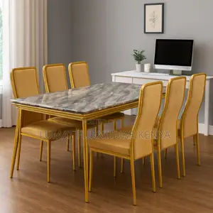6-Seater Goldish Dining Table Set