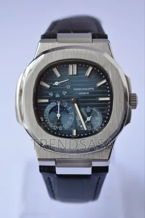 Patek Philippe Power Reserve Blue Dial Black Leather Straps