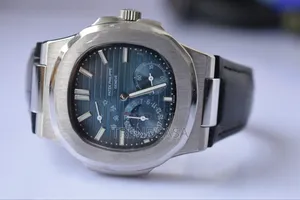 Patek Philippe Power Reserve Blue Dial Black Leather Straps