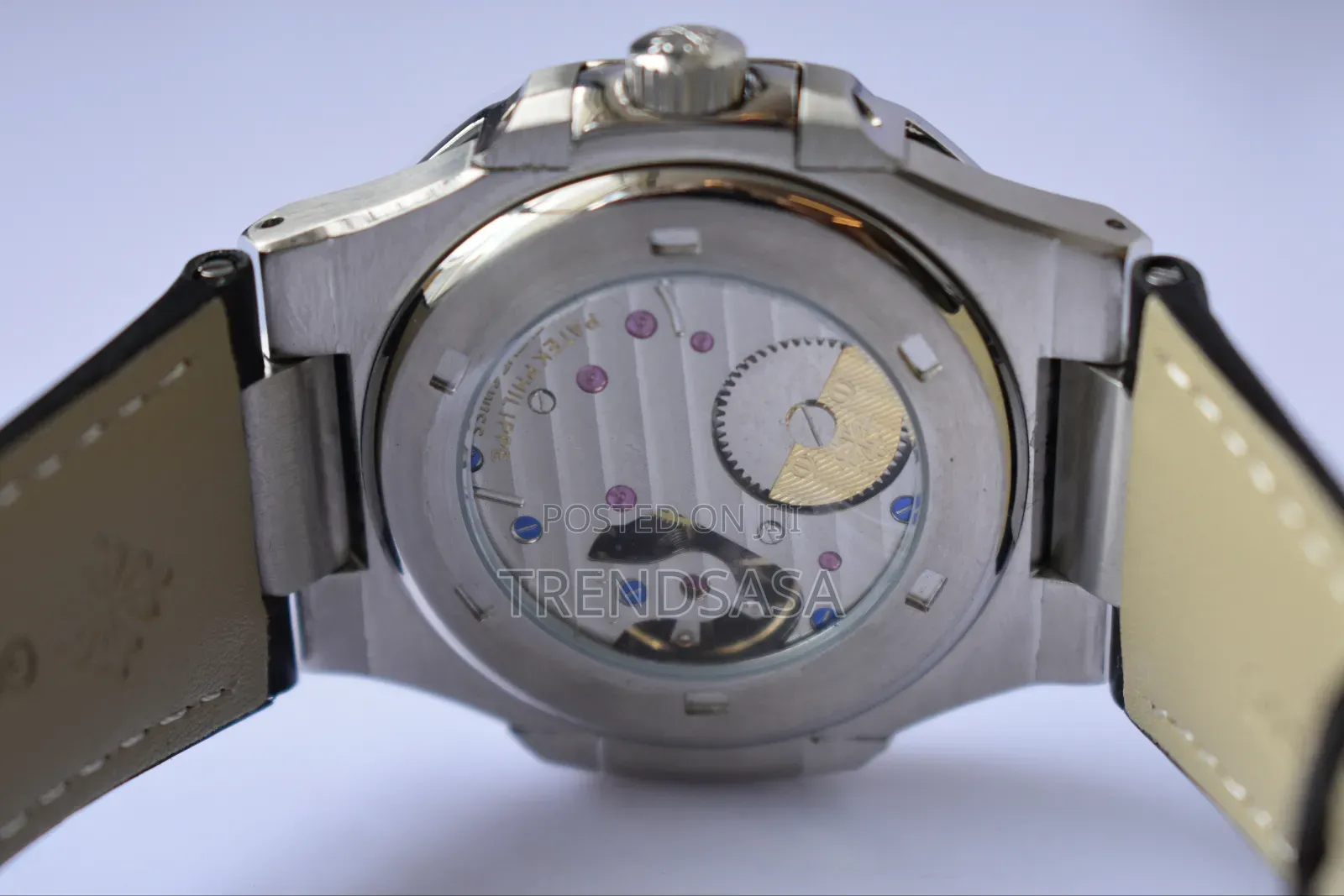 Patek Philippe Power Reserve Blue Dial Black Leather Straps