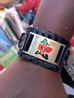 Kenyan Flag Leather Bracelet.