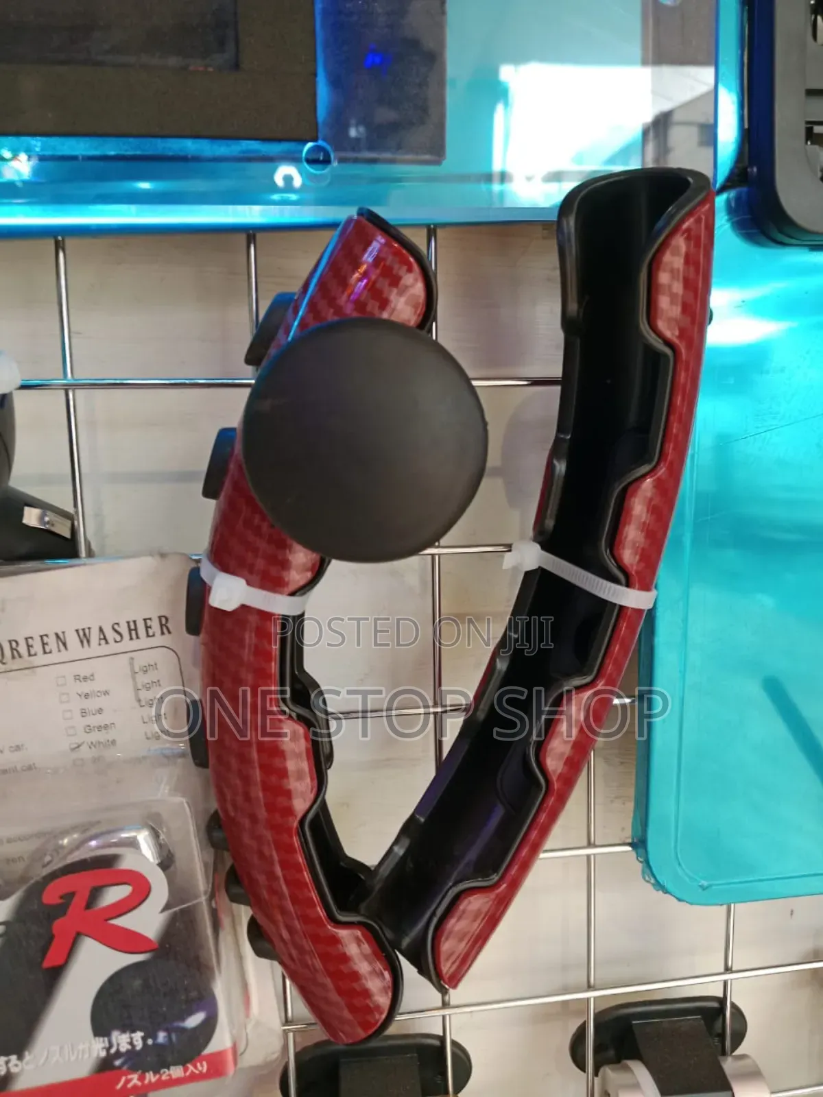 Anti Slip Red Carbon Fiber Steering Wheel With Handle Knob