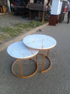 2 Pieces Coffee Table, White and Gold - main view