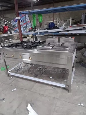 Combined Cooking Rage(4-Burner and a Double Fryer