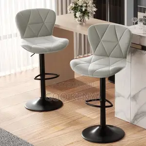 Home Bar Stool; Adjustable Padded Swivel Bar Seat With Backrest