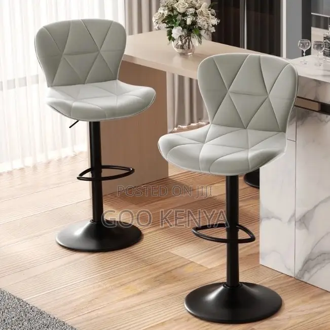 Home Bar Stool; Adjustable Padded Swivel Bar Seat With Backrest