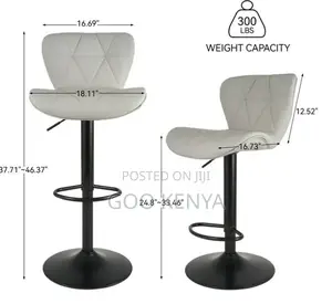 Home Bar Stool; Adjustable Padded Swivel Bar Seat With Backrest
