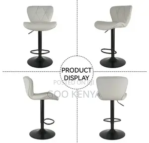 Home Bar Stool; Adjustable Padded Swivel Bar Seat With Backrest