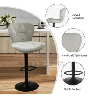 Home Bar Stool; Adjustable Padded Swivel Bar Seat With Backrest
