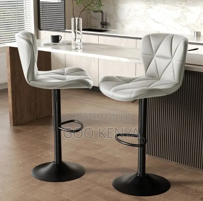 Home Bar Stool; Adjustable Padded Swivel Bar Seat With Backrest