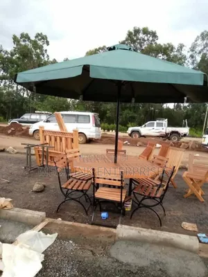 Six Seater Wooden Metallic Garden Outdoor Shade