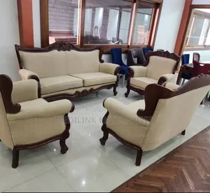 Executive 6-Seater Antique Wood Mix Sofa Set