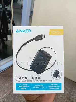 The Anker Nano Power Bank (10,000mah, 45w) With a Built-in Usb-C Cable