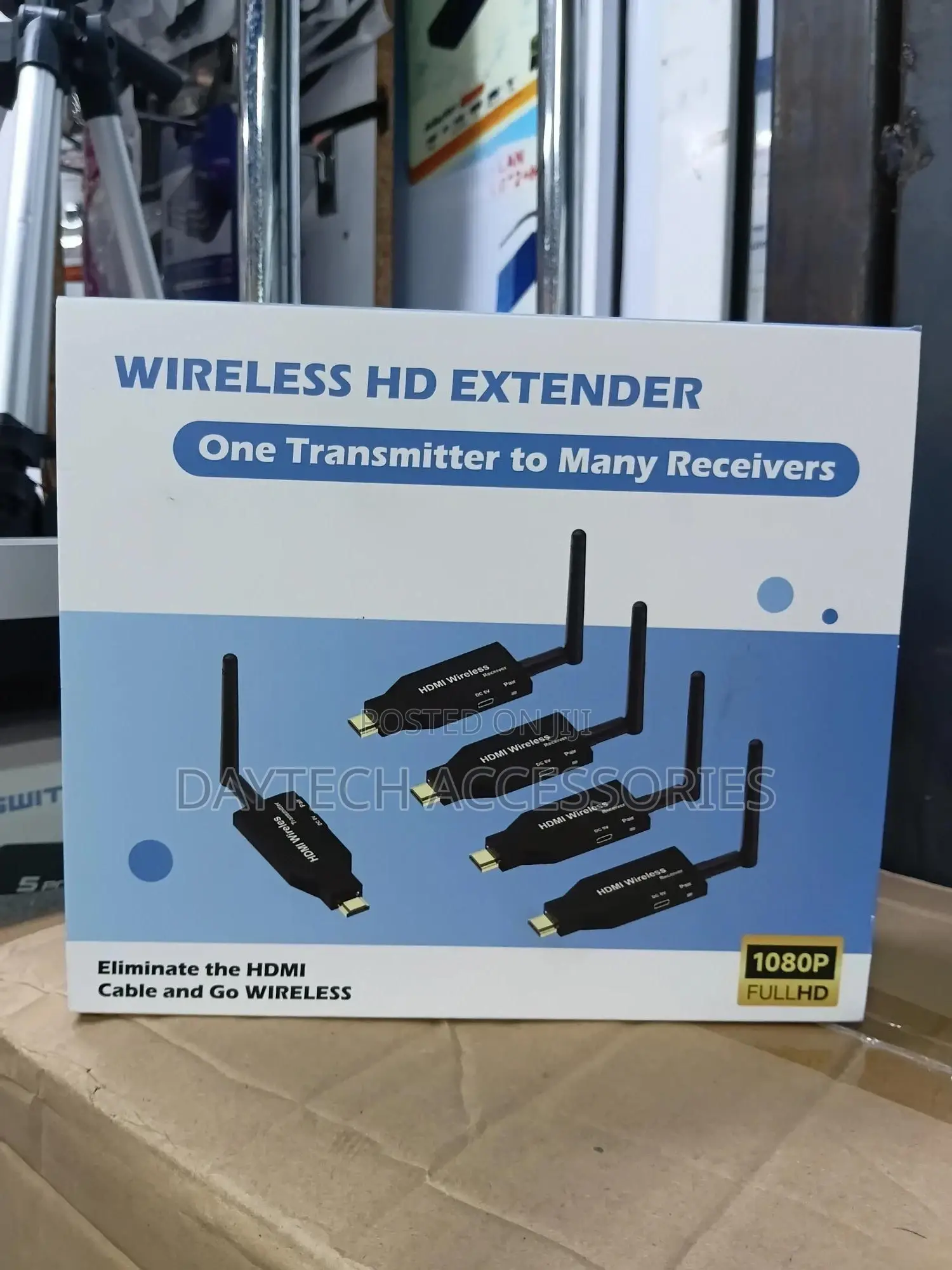 A Wireless Hdmi Extender 1 Transmitter to 4 Receivers Kit