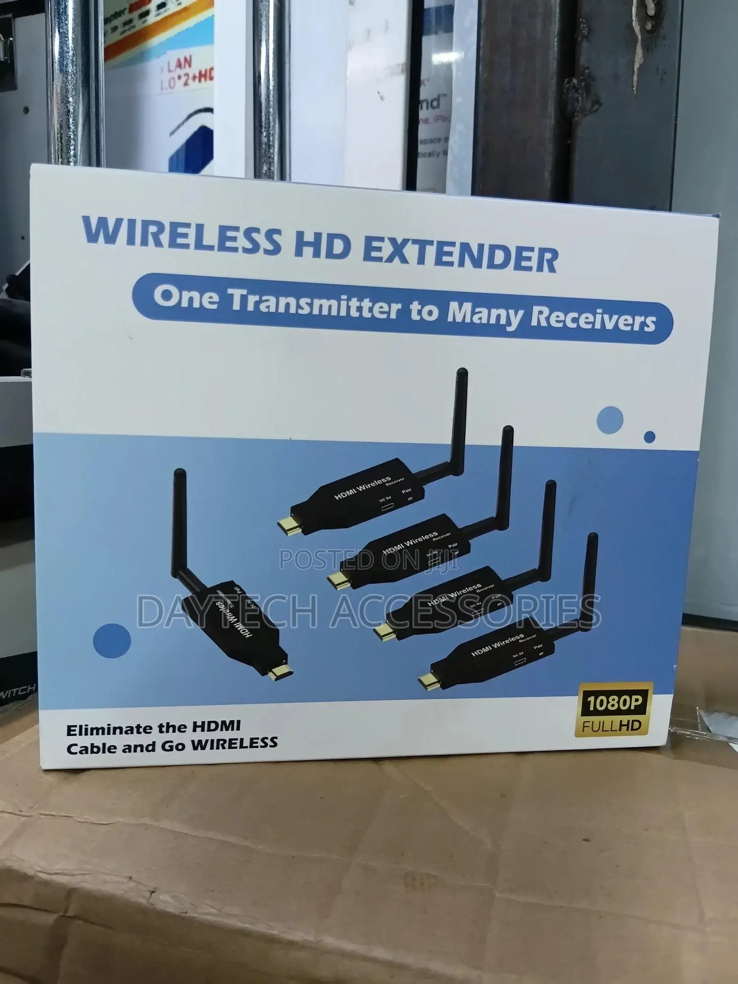 A Wireless Hdmi Extender 1 Transmitter to 4 Receivers Kit