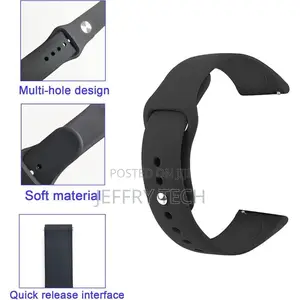 Replacement Silicone Band, 22mm, Black, for Huawei Watch Gt3 46mm, Gt