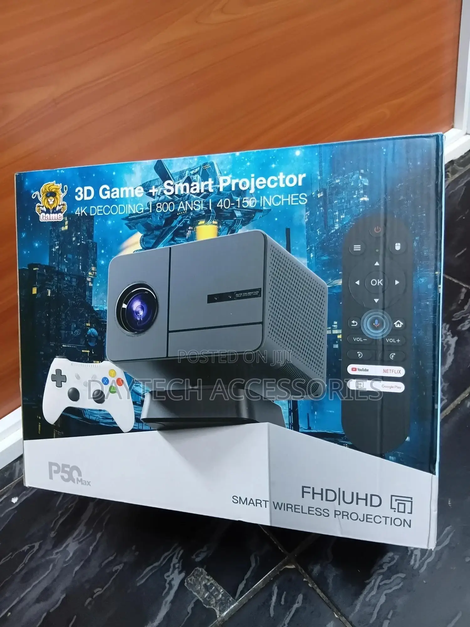 P50 Max 1080p Home Gaming Projector Auto-Focus Led With 16gb