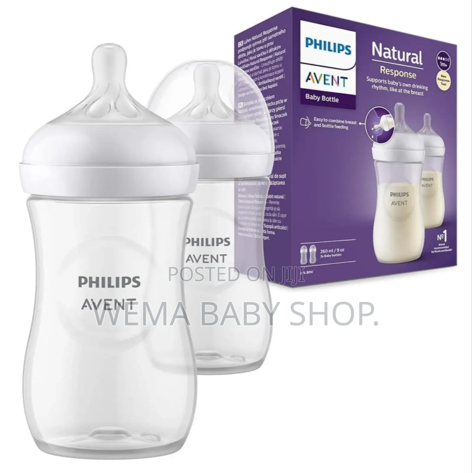 Twin Pack Philips Avent Natural Response Bottles With Airfree Vents.