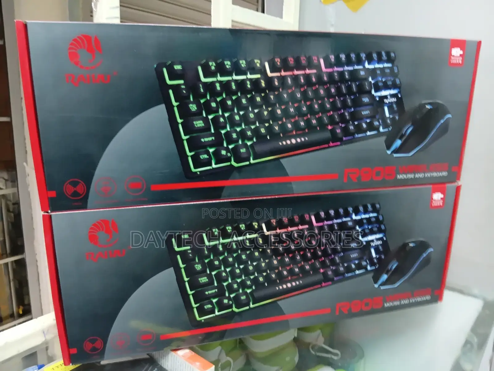 Raiku Wireless Keyboard and Mouse RGB Led Backlight.