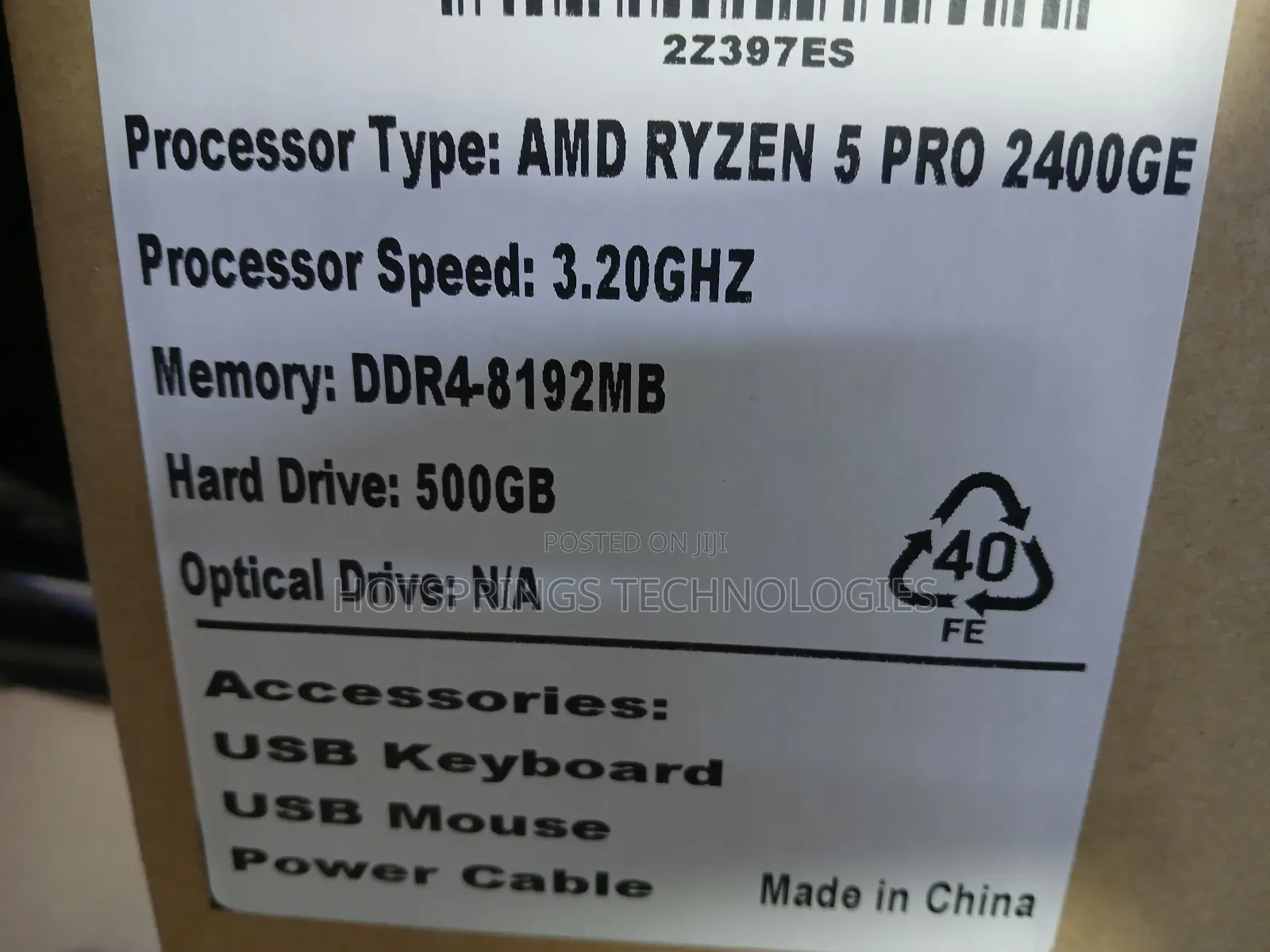 New Desktop Computer HP 8GB AMD Ryzen 5 HDD 500GB
