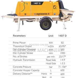 Aquarius 1407d Diesel Concrete Pump With 100metre Delivery Pipe.