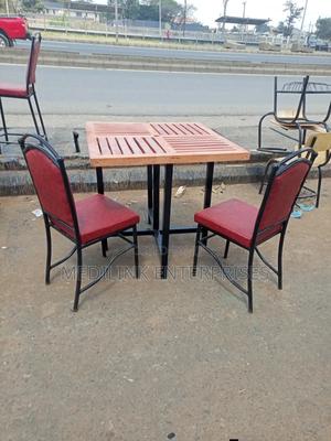 4-Seater Wooden Upholstered Restaurants Table Set