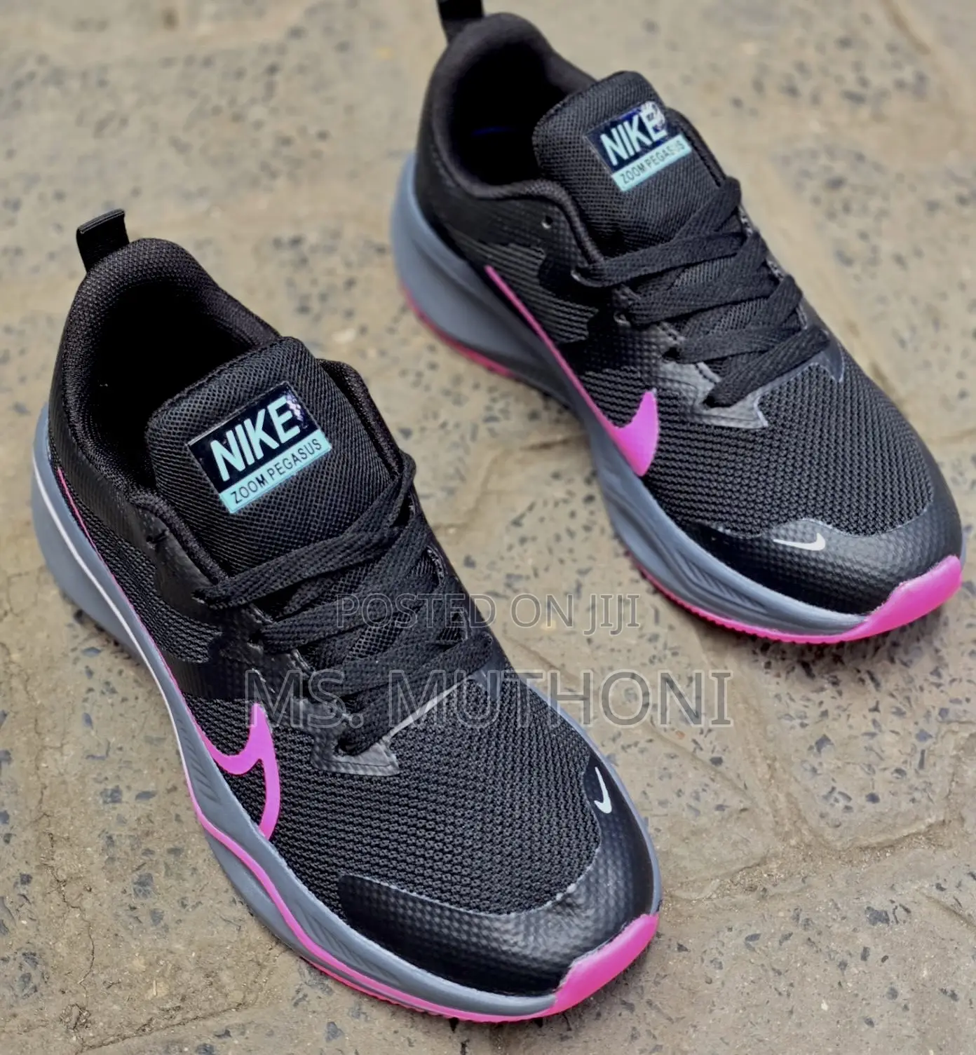 Black Pegasus With Pink Sole Running Shoes *37 38 39 40 41 42*