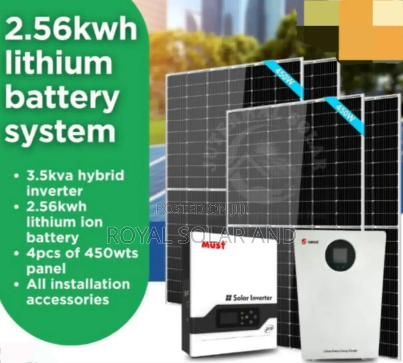 3.2kw Solar System With 2.56kw Lithium Battery 26v