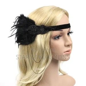 Black Gatsby Feather 1920's Party Headband