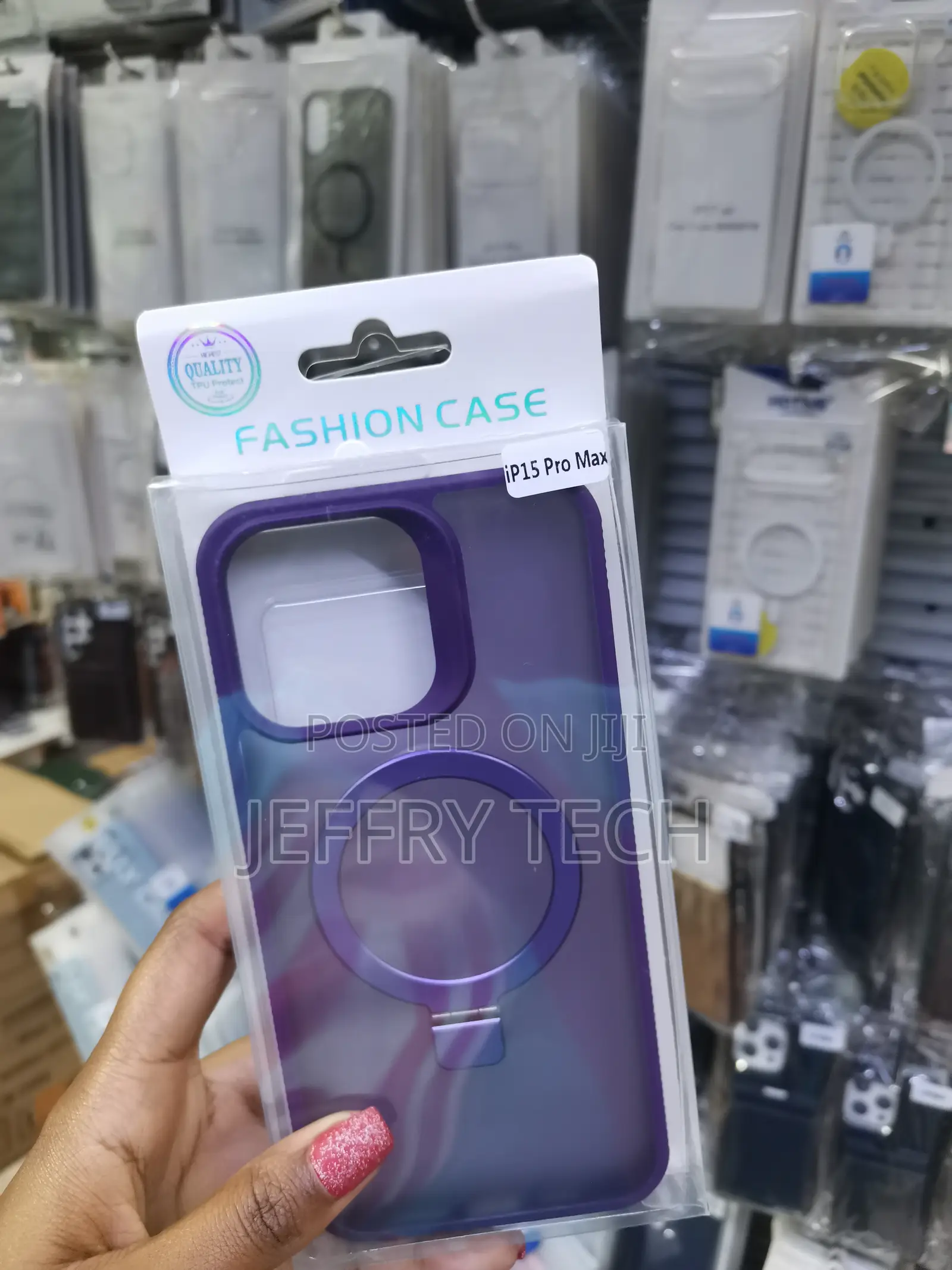 Entronix iPhone 15 Pro Max Case With Magnetic Invisible Stand -Purple