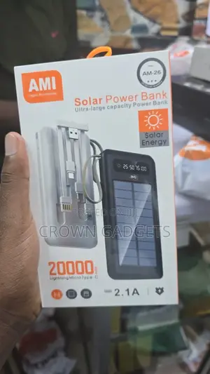 Ami Am-26 20000mah Solar Power Bank With Dual Usb Fast Charging