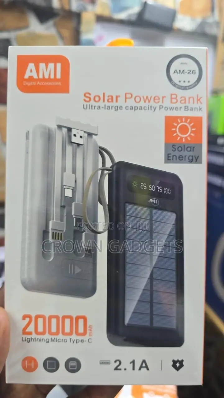 Ami Am-26 Solar Power Bank 20000mah With 2.1a Dual Usb Output