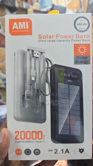 Heavy-Duty 20000mah Ami Am-26 Solar Charging Power Bank
