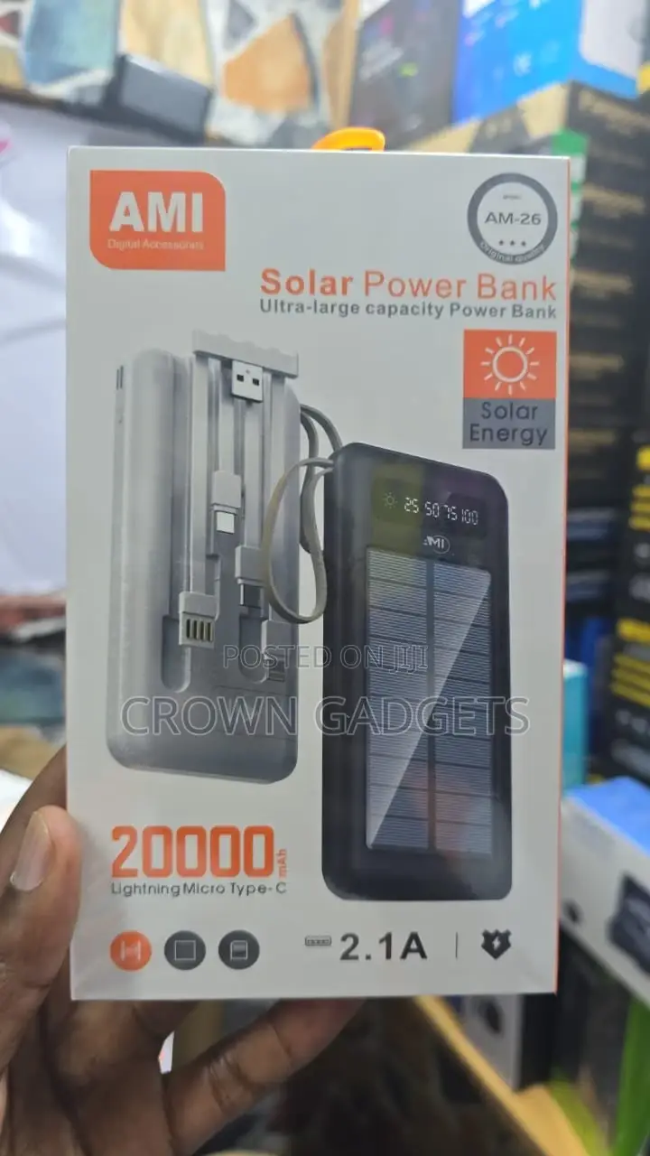 Heavy-Duty 20000mah Ami Am-26 Solar Charging Power Bank