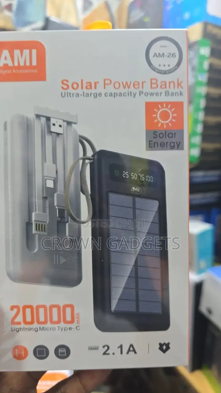 Heavy-Duty 20000mah Ami Am-26 Solar Charging Power Bank