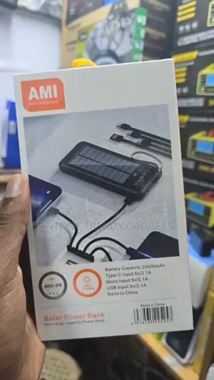 Ami Am-26 20000mah Solar Power Bank With Dual Usb Fast Charging