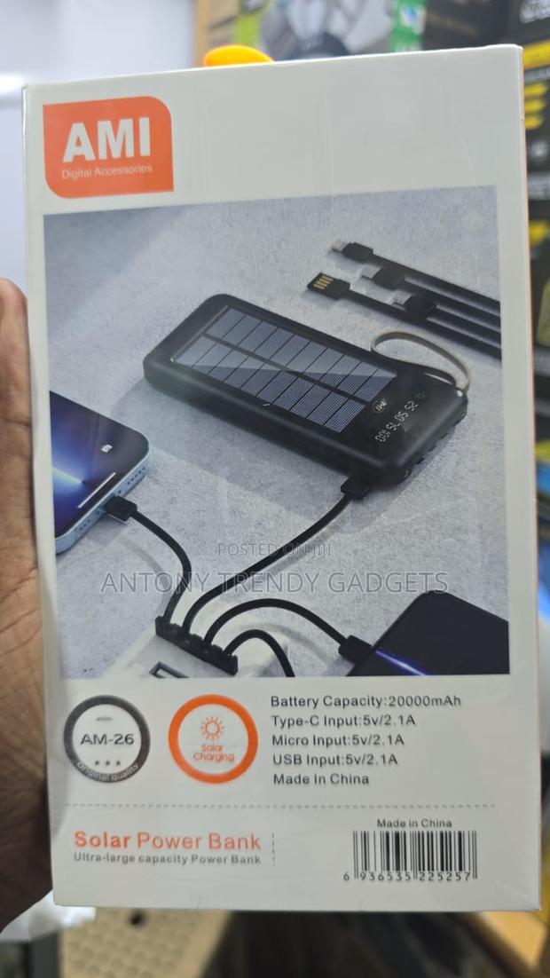 Ami Am-26 Solar Power Bank 20000mah Outdoor Backup Charger