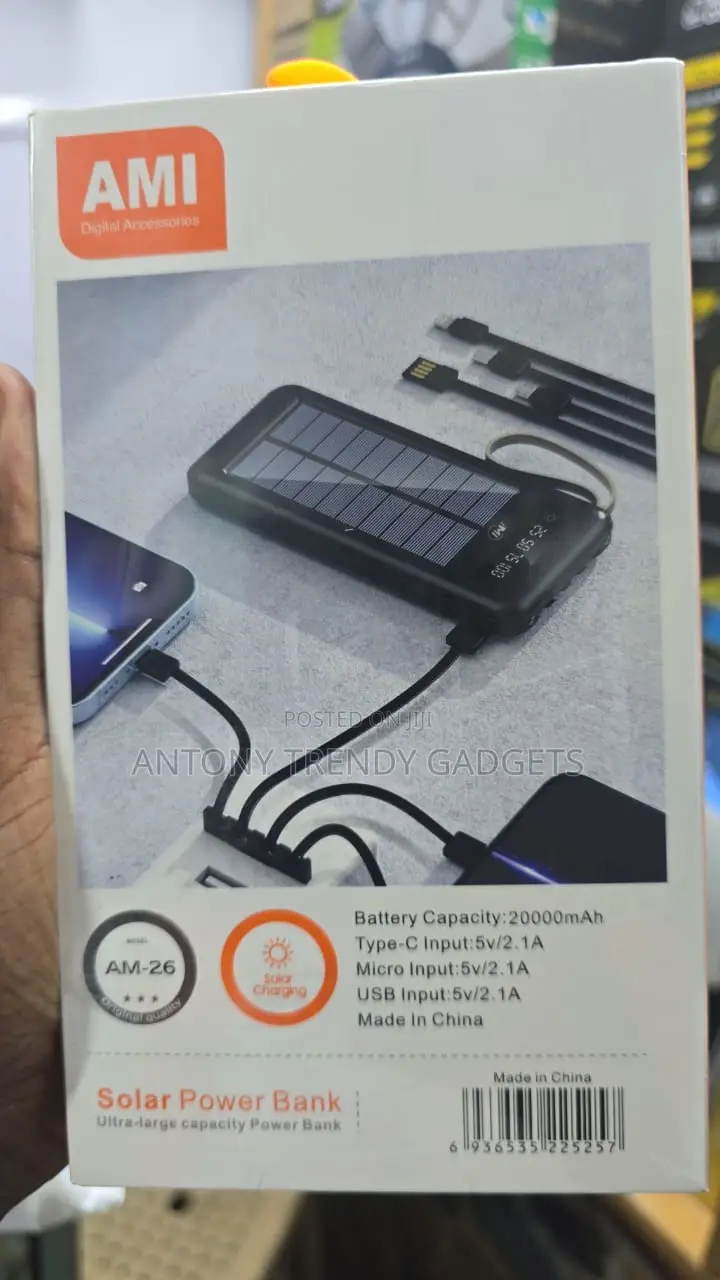 Ami Am-26 Solar Power Bank 20000mah Outdoor Backup Charger