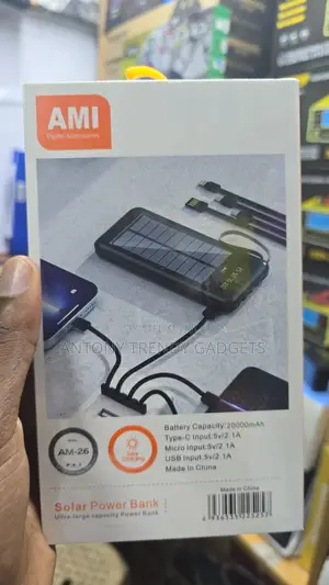 Ami Am-26 Solar Power Bank 20000mah Outdoor Backup Charger