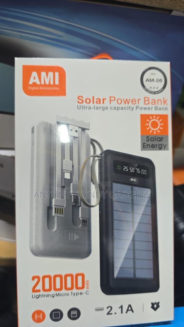 Ami Am-26 Fast Charging Solar Power Bank With Led Indicators