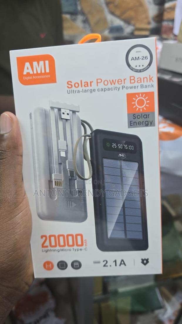 Ami Am-26 20000mah Portable Solar Charger For Phones & Tablets