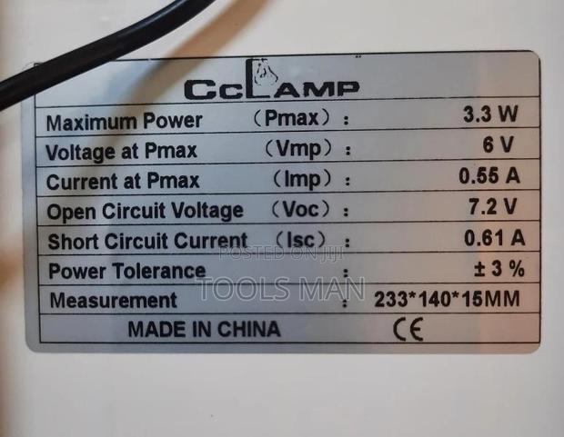 6v 3.3v Poly-crystalline Solar Panel Phone Charging.Cclamp Cl-633 - thumbnail 3