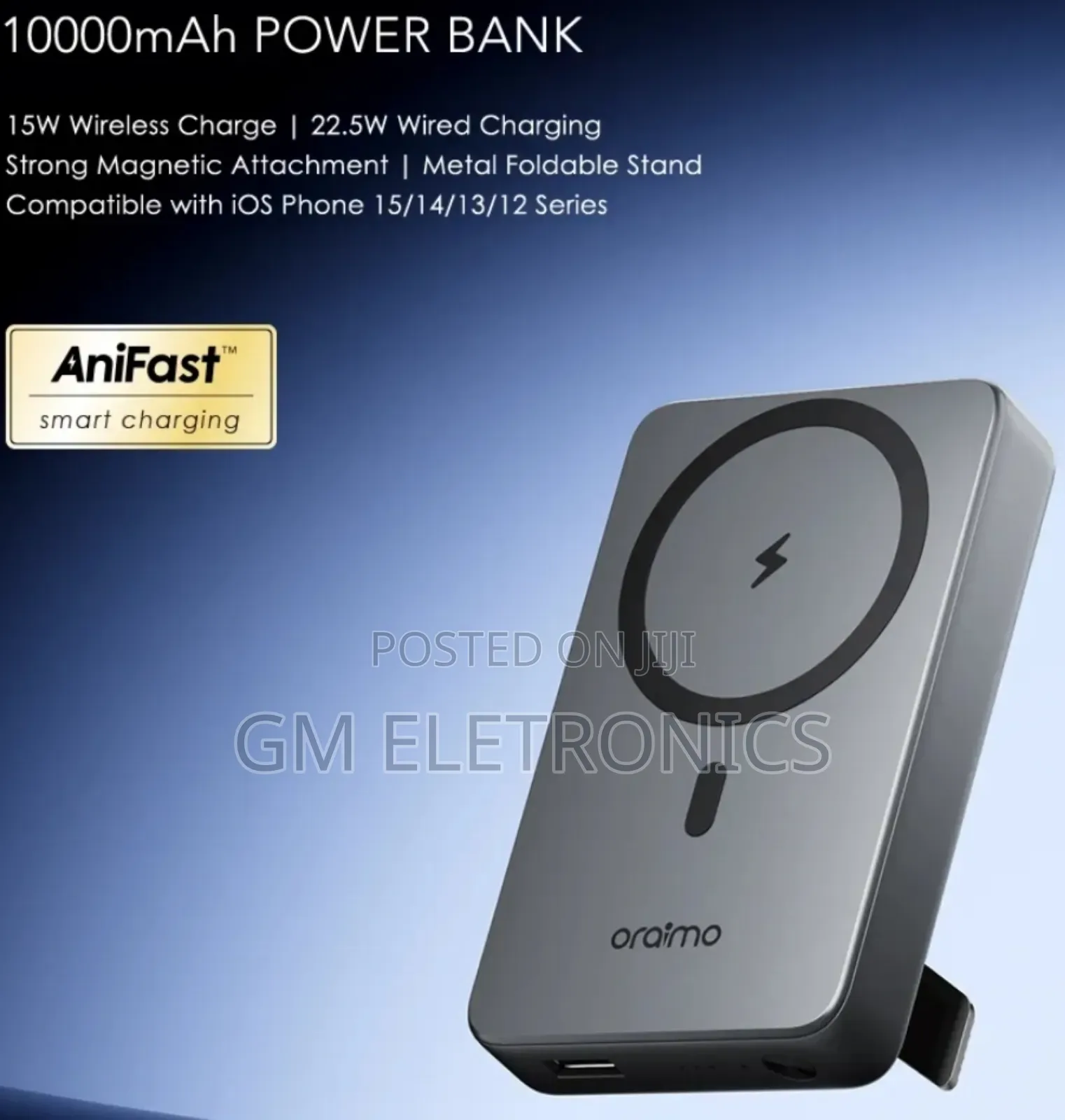Oraimo Mag Power 15 10000mah /15w Wireless 22.5w Wired Power Bank.