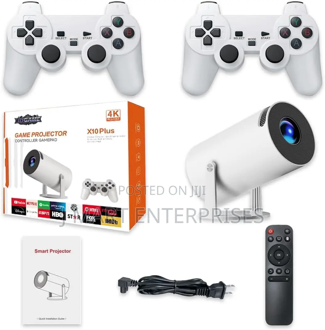 X10 Plus Retro Game Console With Projector, Hd Portable Projector