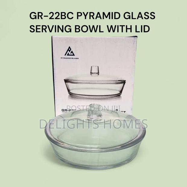 Pyramid Glass Serving Bowl With Lid-B - main view