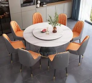 Home Dining Set; Modern Circular Dining Set With Rotating Lazy Table