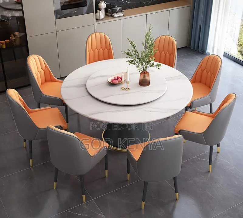 Home Dining Set; Modern Circular Dining Set With Rotating Lazy Table