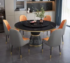 Home Dining Set; Modern Circular Dining Set With Rotating Lazy Table