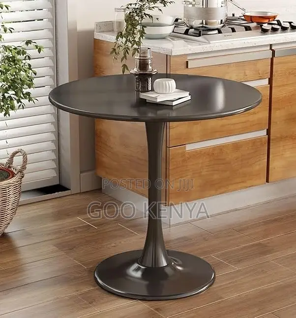 Home Table; 4-Seater Black Round Marble Dining Table With Strong Base